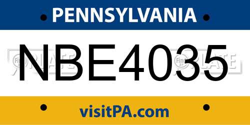 NBE4035 Pennsylvania License Plate