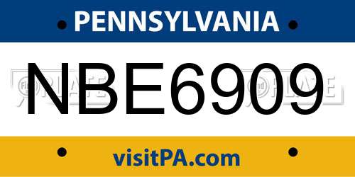 NBE6909 Pennsylvania License Plate
