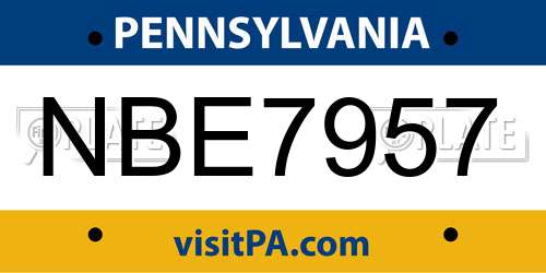 NBE7957 Pennsylvania License Plate