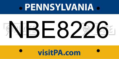 NBE8226 Pennsylvania License Plate