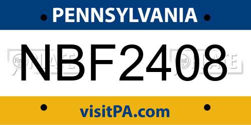 NBF2408 Pennsylvania License Plate