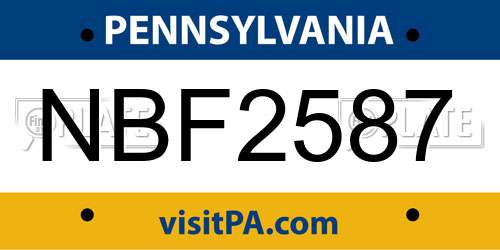 NBF2587 Pennsylvania License Plate