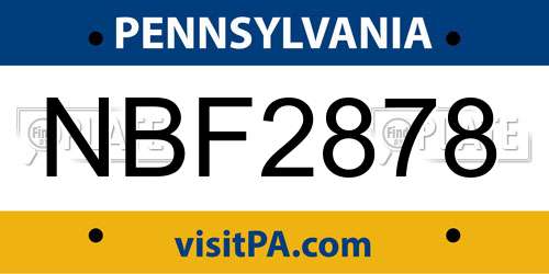 NBF2878 Pennsylvania License Plate
