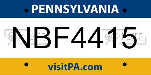 NBF4415 Pennsylvania License Plate