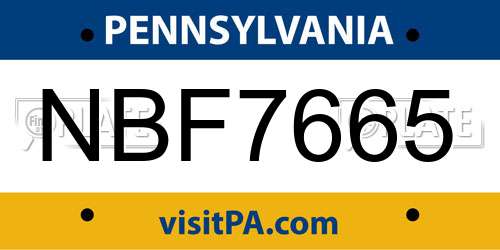 NBF7665 Pennsylvania License Plate