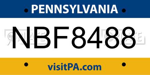 NBF8488 Pennsylvania License Plate
