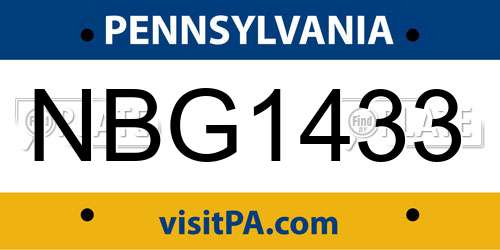 NBG1433 Pennsylvania License Plate