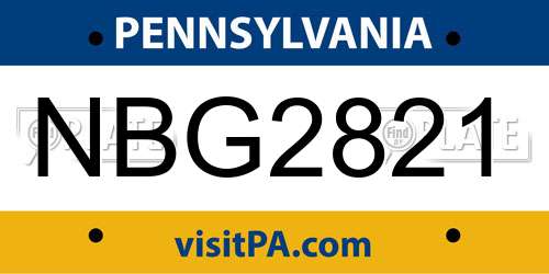 NBG2821 Pennsylvania License Plate