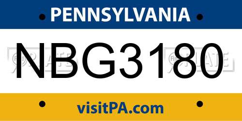 NBG3180 Pennsylvania License Plate