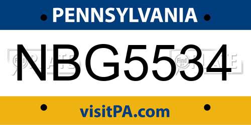 NBG5534 Pennsylvania License Plate