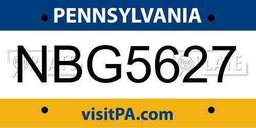 NBG5627 Pennsylvania License Plate