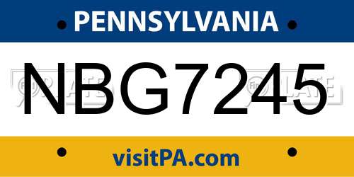 NBG7245 Pennsylvania License Plate