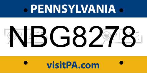 NBG8278 Pennsylvania License Plate