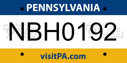 NBH0192 Pennsylvania License Plate
