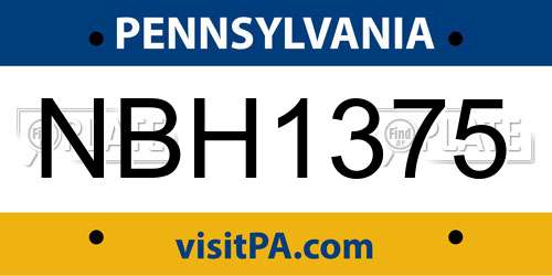 NBH1375 Pennsylvania License Plate