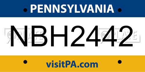 NBH2442 Pennsylvania License Plate