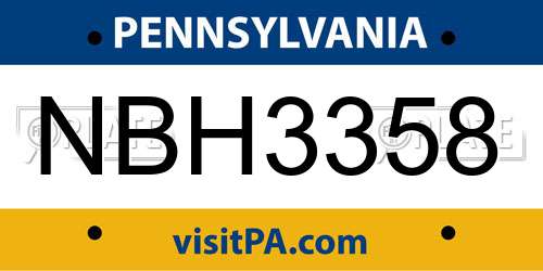 NBH3358 Pennsylvania License Plate