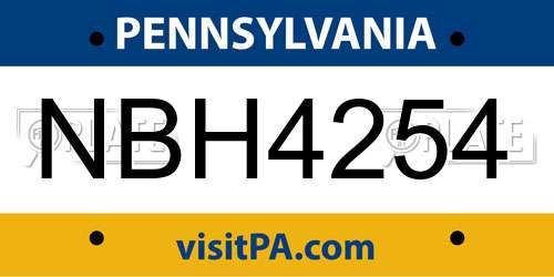 NBH4254 Pennsylvania License Plate