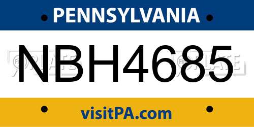 NBH4685 Pennsylvania License Plate