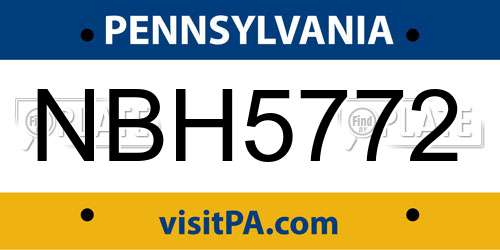 NBH5772 Pennsylvania License Plate