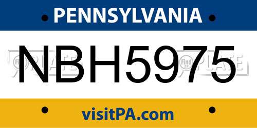 NBH5975 Pennsylvania License Plate