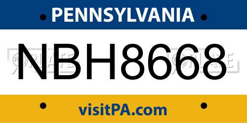 NBH8668 Pennsylvania License Plate