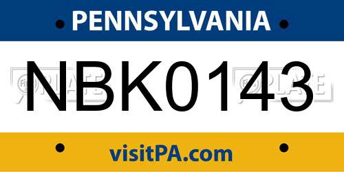 NBK0143 Pennsylvania License Plate