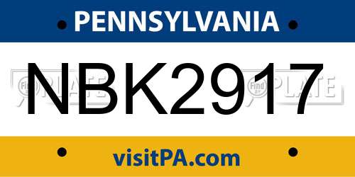 NBK2917 Pennsylvania License Plate