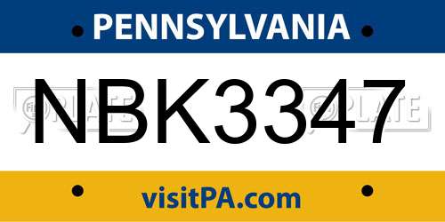 NBK3347 Pennsylvania License Plate