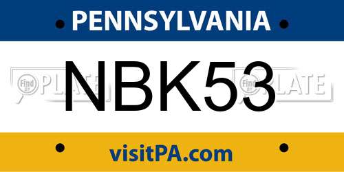 NBK53 Pennsylvania License Plate