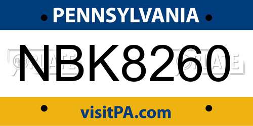 NBK8260 Pennsylvania License Plate