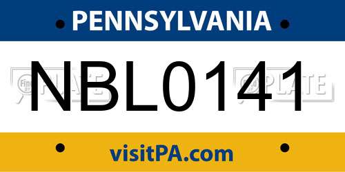 NBL0141 Pennsylvania License Plate