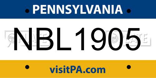 NBL1905 Pennsylvania License Plate