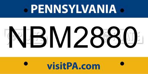 NBM2880 Pennsylvania License Plate