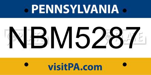 NBM5287 Pennsylvania License Plate