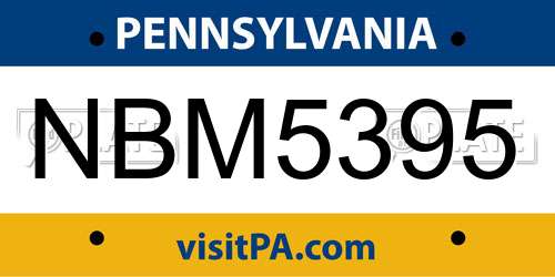 NBM5395 Pennsylvania License Plate