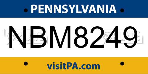 NBM8249 Pennsylvania License Plate