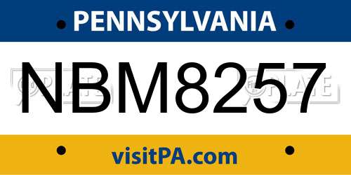 NBM8257 Pennsylvania License Plate