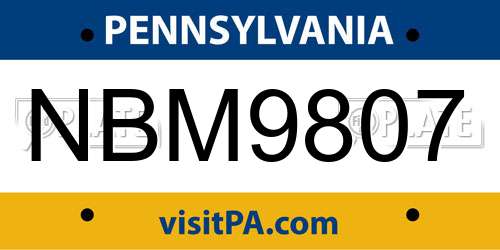 NBM9807 Pennsylvania License Plate