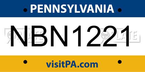 NBN1221 Pennsylvania License Plate