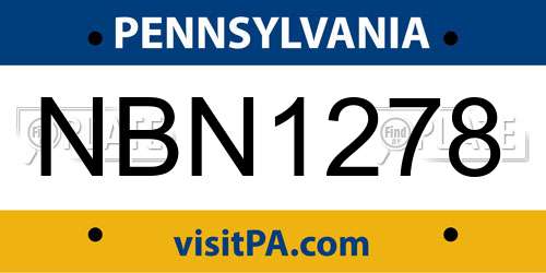 NBN1278 Pennsylvania License Plate