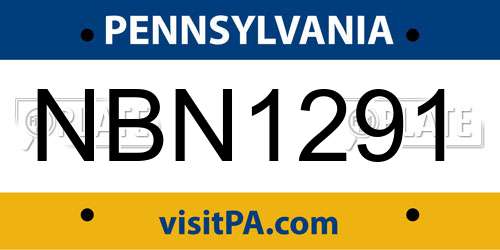 NBN1291 Pennsylvania License Plate