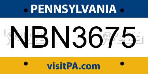 NBN3675 Pennsylvania License Plate
