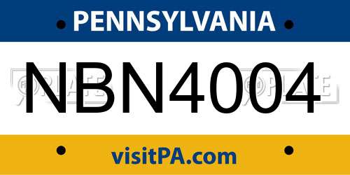 NBN4004 Pennsylvania License Plate