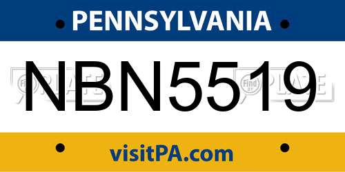 NBN5519 Pennsylvania License Plate