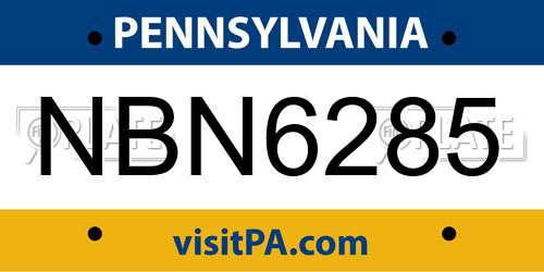 NBN6285 Pennsylvania License Plate