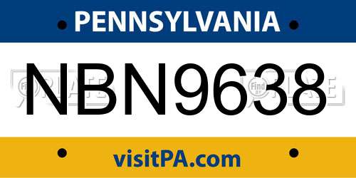 NBN9638 Pennsylvania License Plate