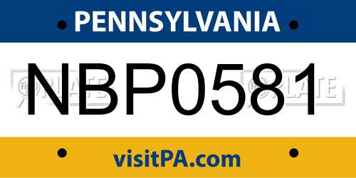 NBP0581 Pennsylvania License Plate
