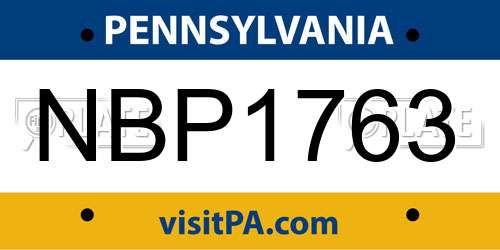 NBP1763 Pennsylvania License Plate