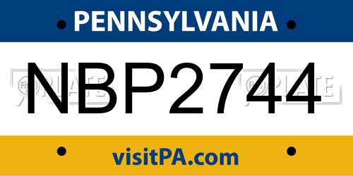 NBP2744 Pennsylvania License Plate